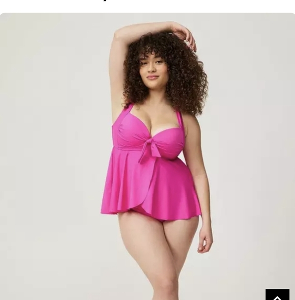 Torrid Wireless Pink Tankini Top & Multi Striped Bottoms Size 10/12  0x D/DD - Picture 13 of 15